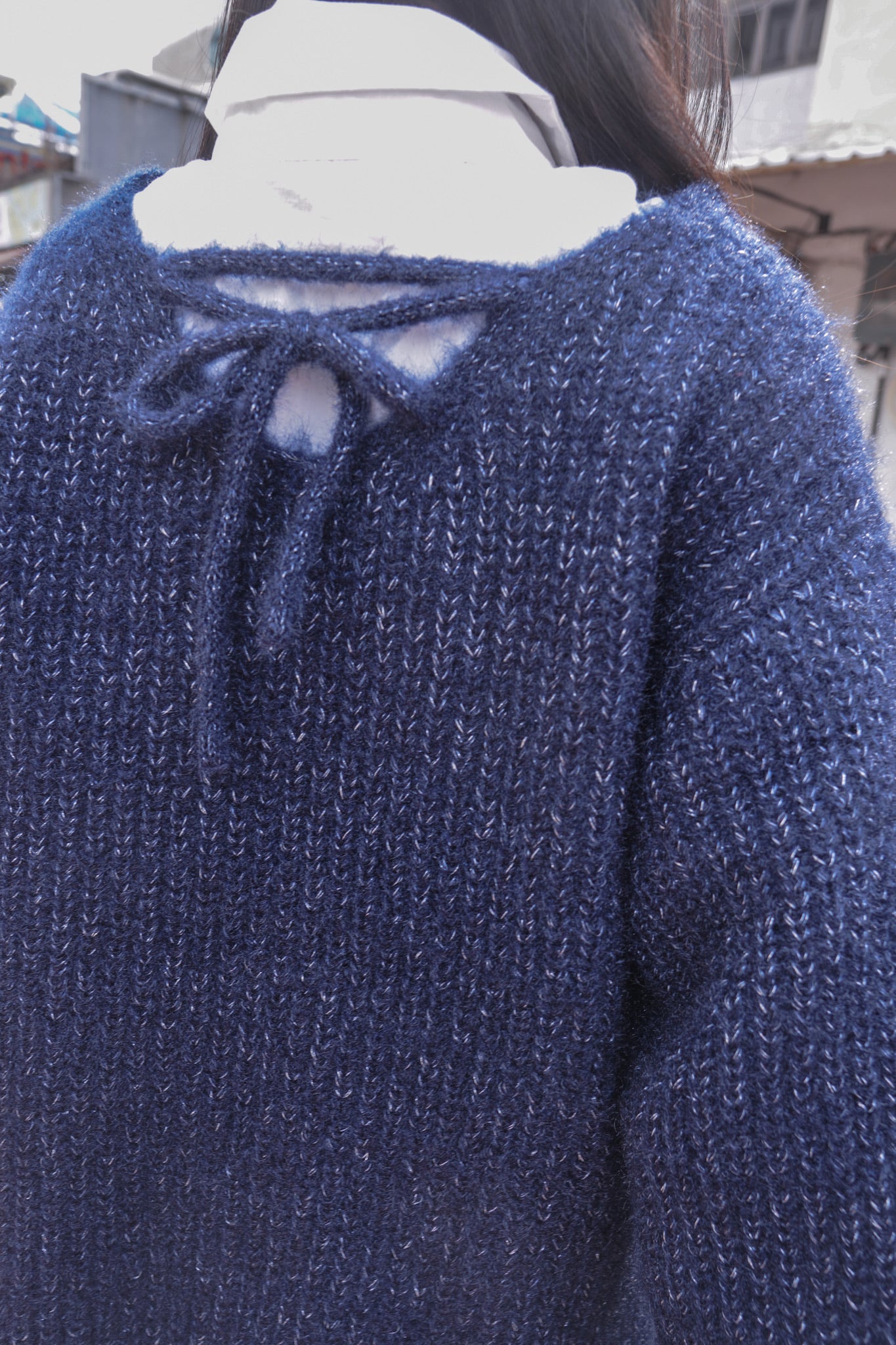 <現貨> BlingBling後綁帶毛茸茸針織上衣