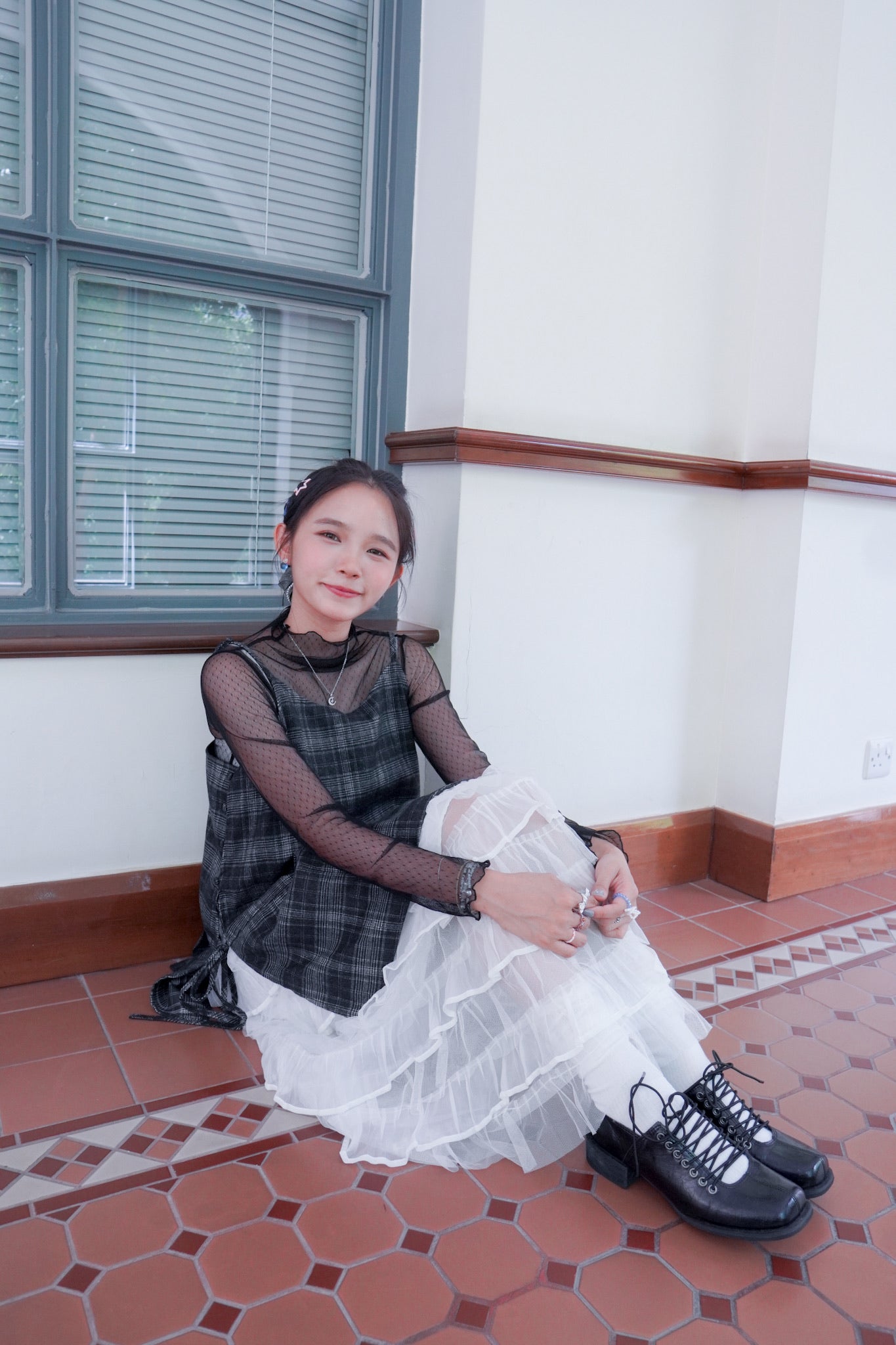 <現貨> 自家製 小奶白蛋糕多層薄紗半身長裙