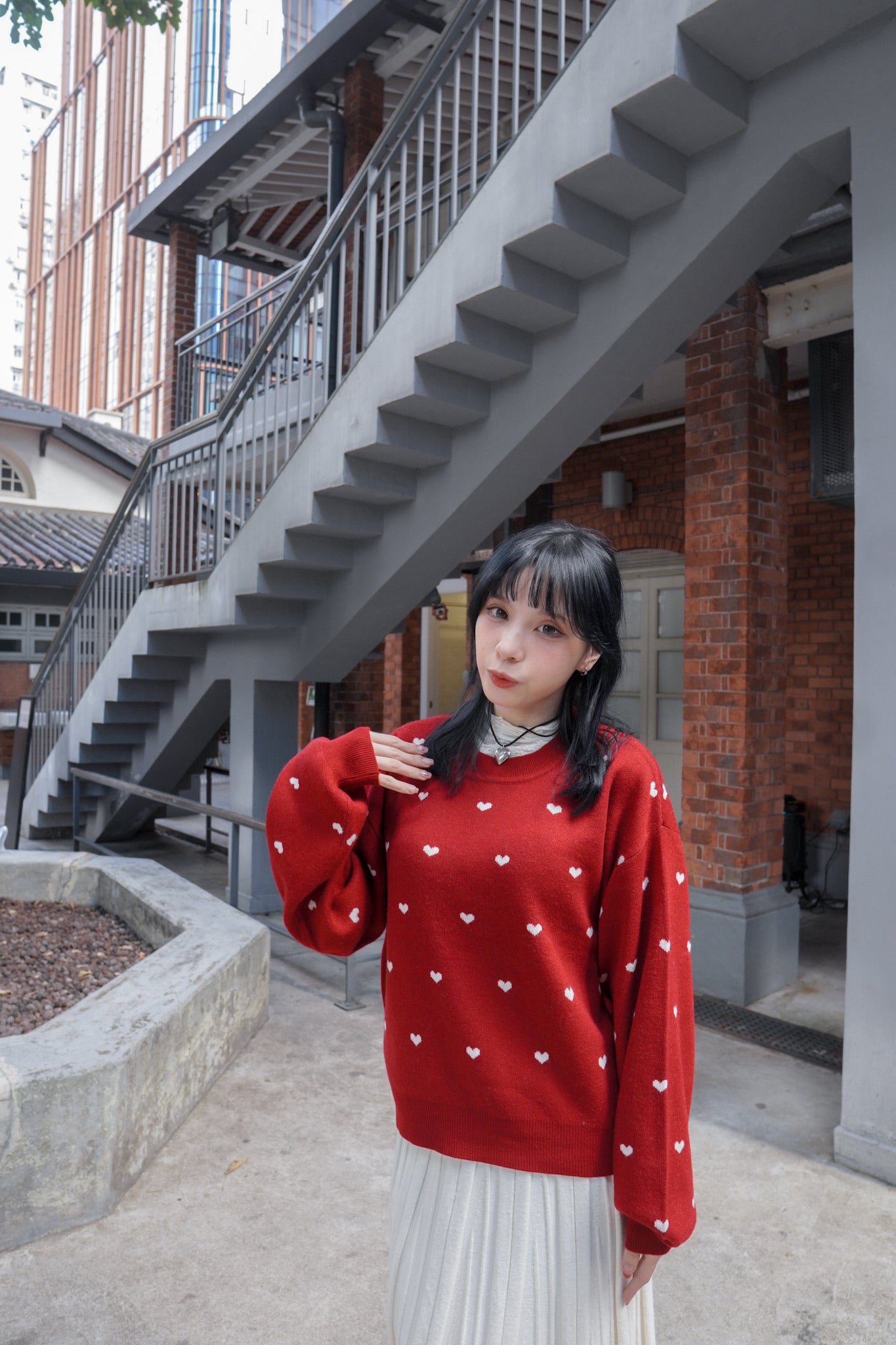 <現貨> 聖誕Party必入🎅🏻🌟心型印花提花針織長袖上衣