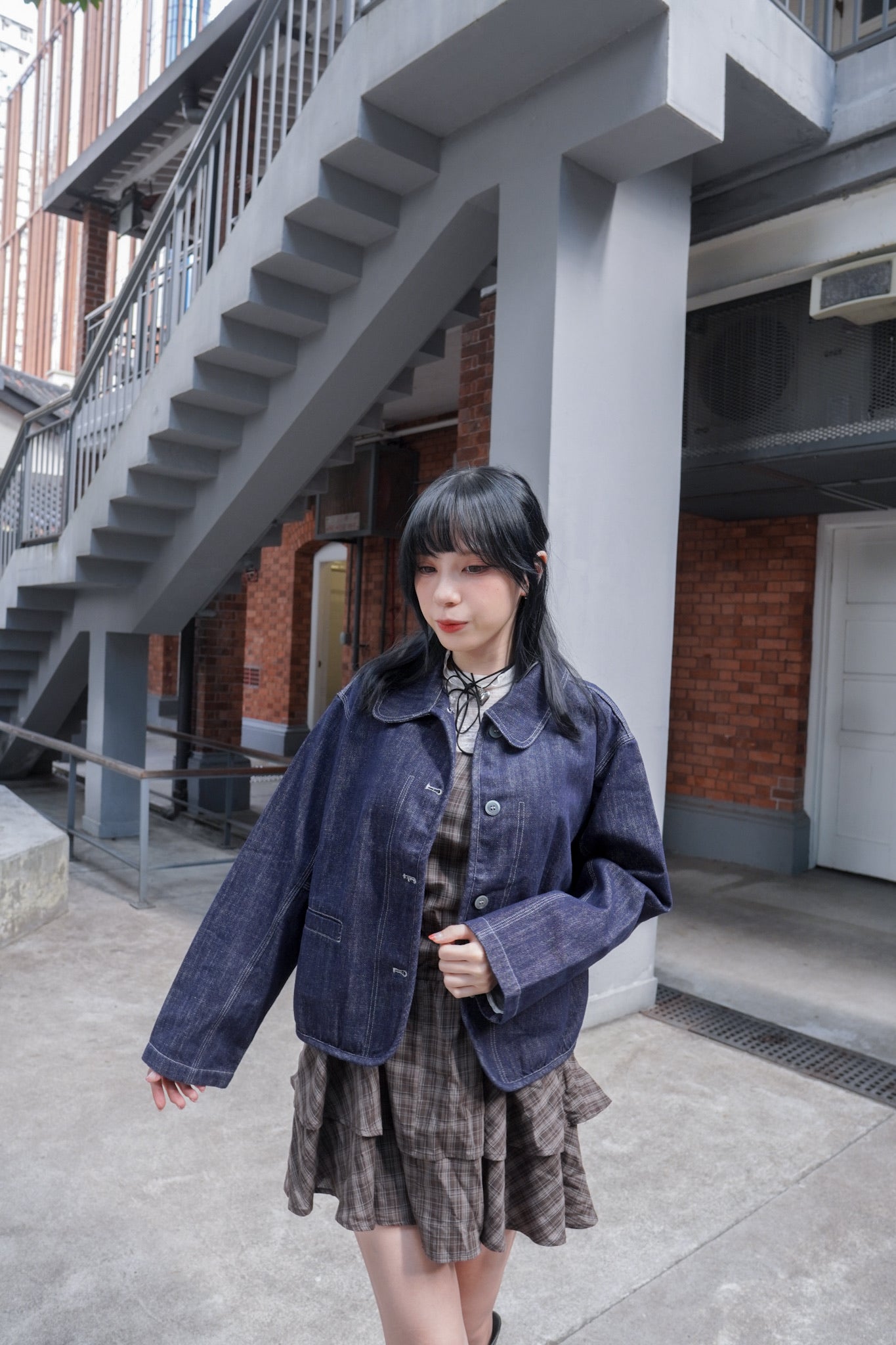 <預訂> 自家製 娃娃領明線牛仔外套