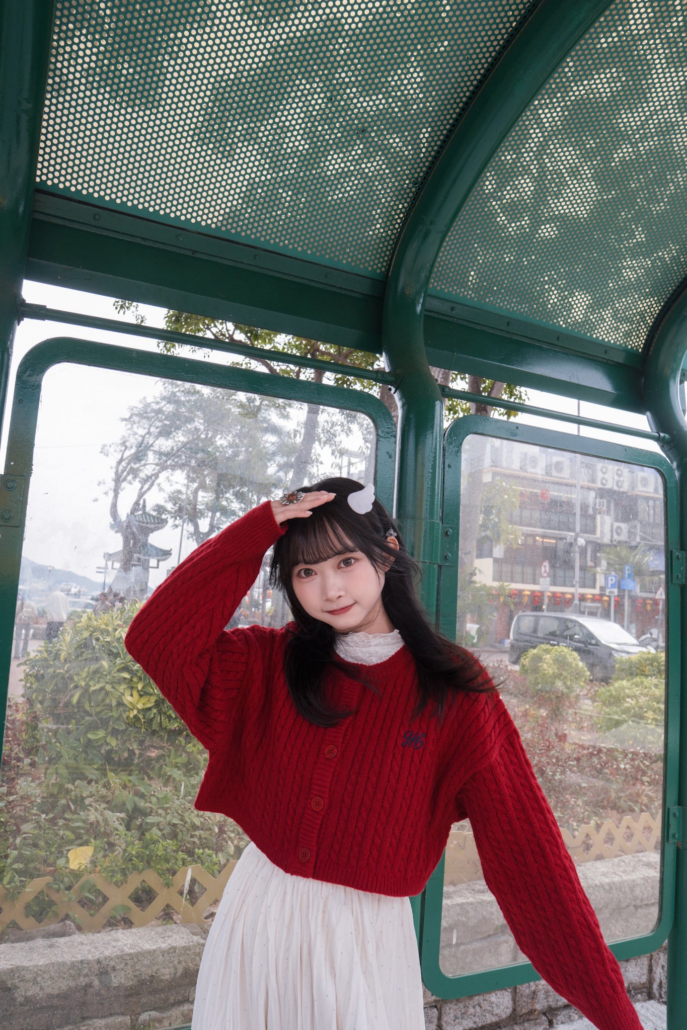 <預訂> 自家製 褶皺透明Ruffle邊立體花花高領內搭打底上衣｜兩色入