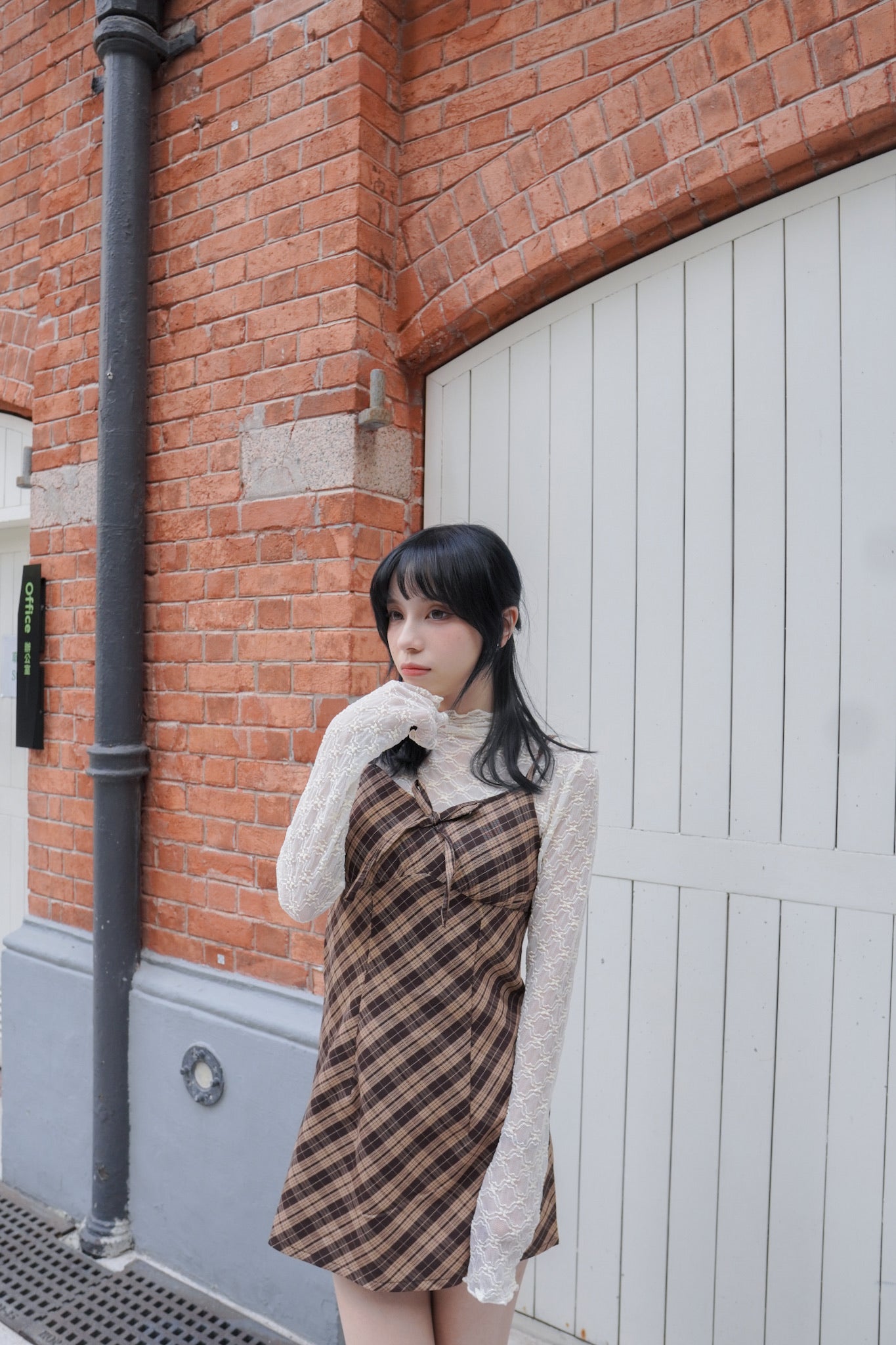 <現貨> 格紋蝴蝶結綁帶吊帶OPs