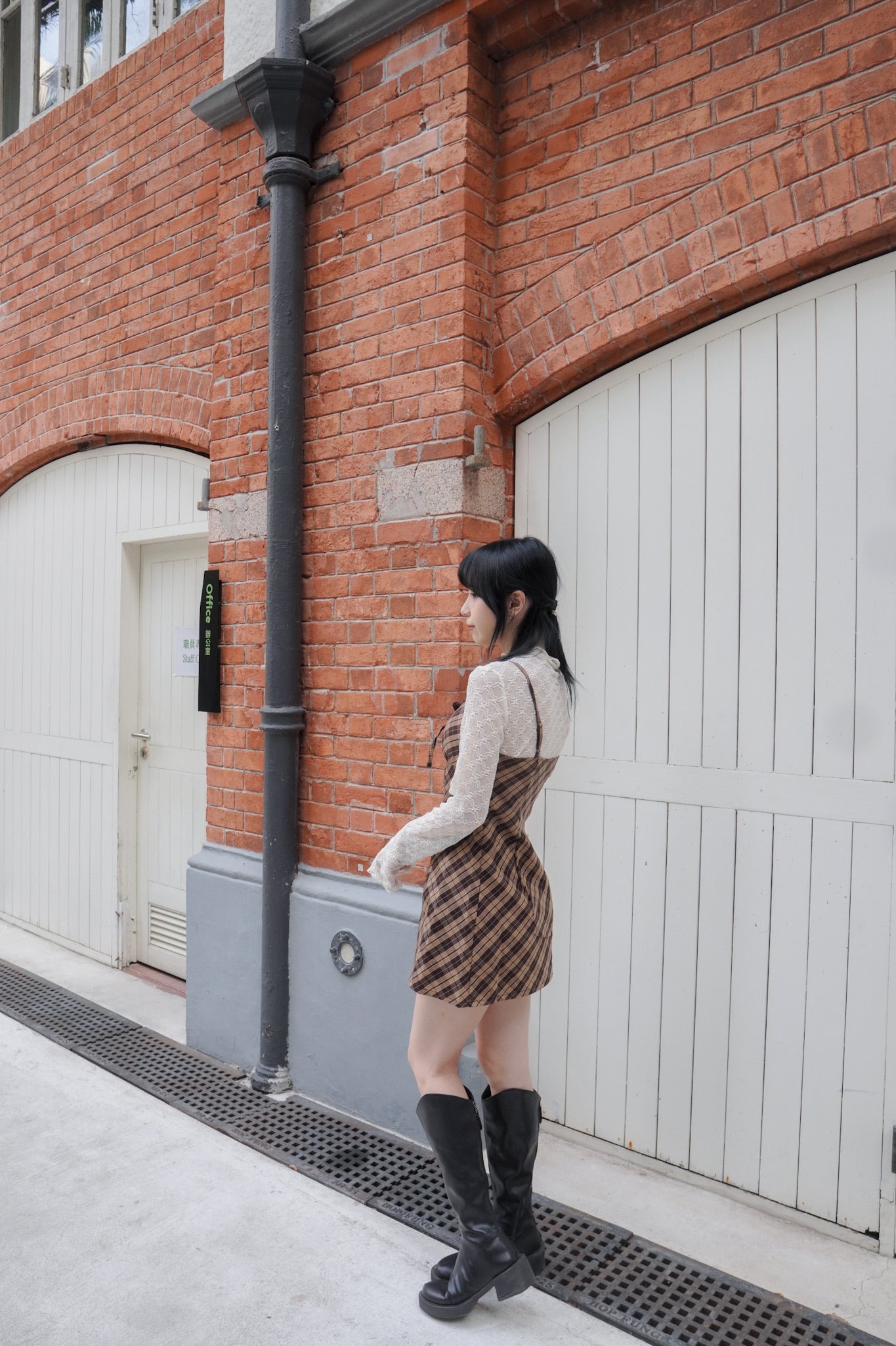 <現貨> 格紋蝴蝶結綁帶吊帶OPs