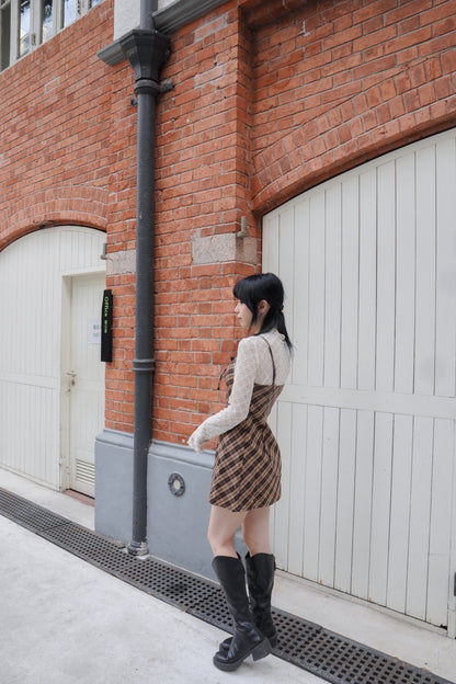 <現貨> 格紋蝴蝶結綁帶吊帶OPs