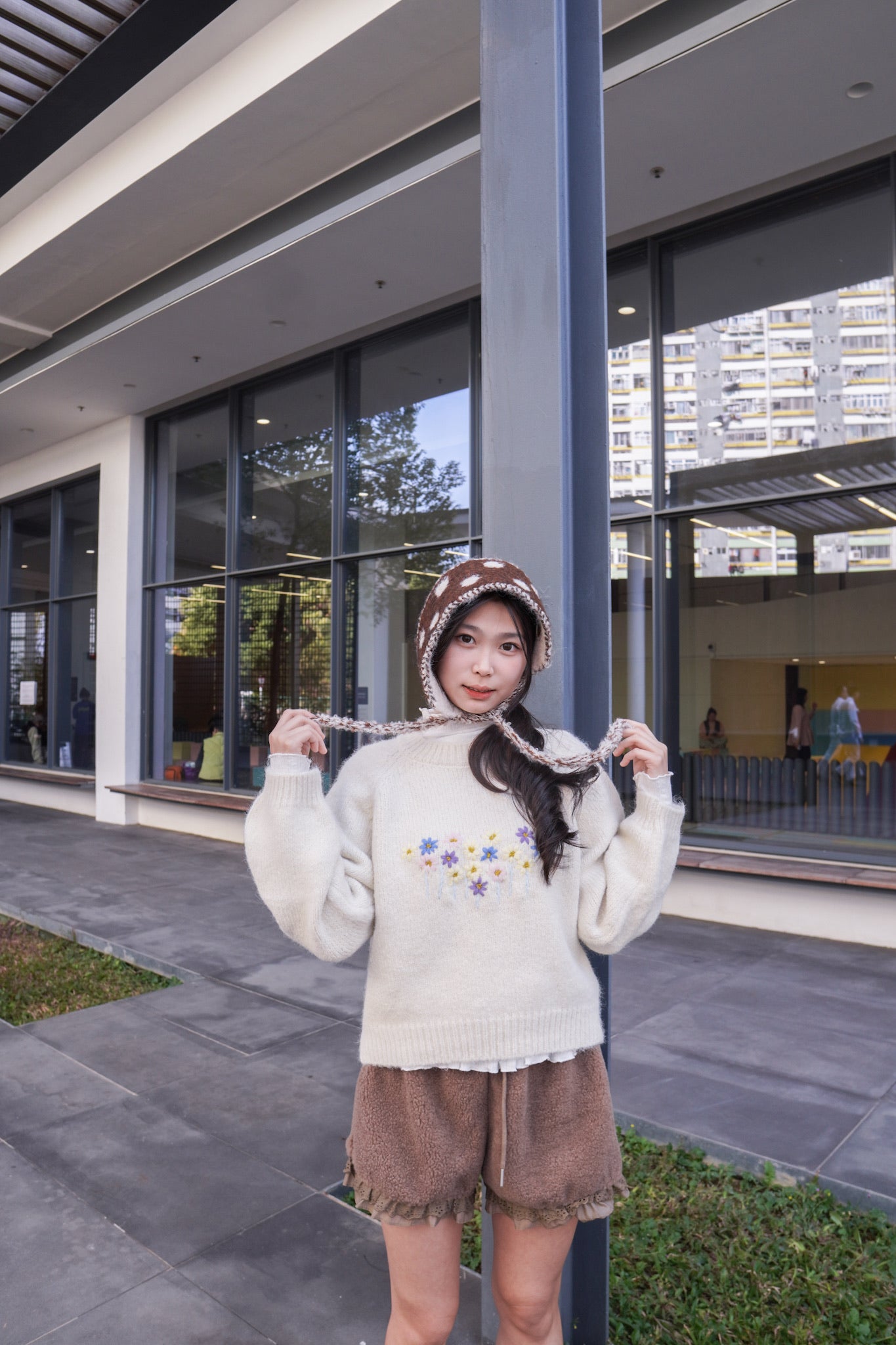 <現貨> 小熊高腰ruffle邊毛絨短褲