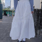 <現貨> ruffle邊小奶白拼接半身長裙