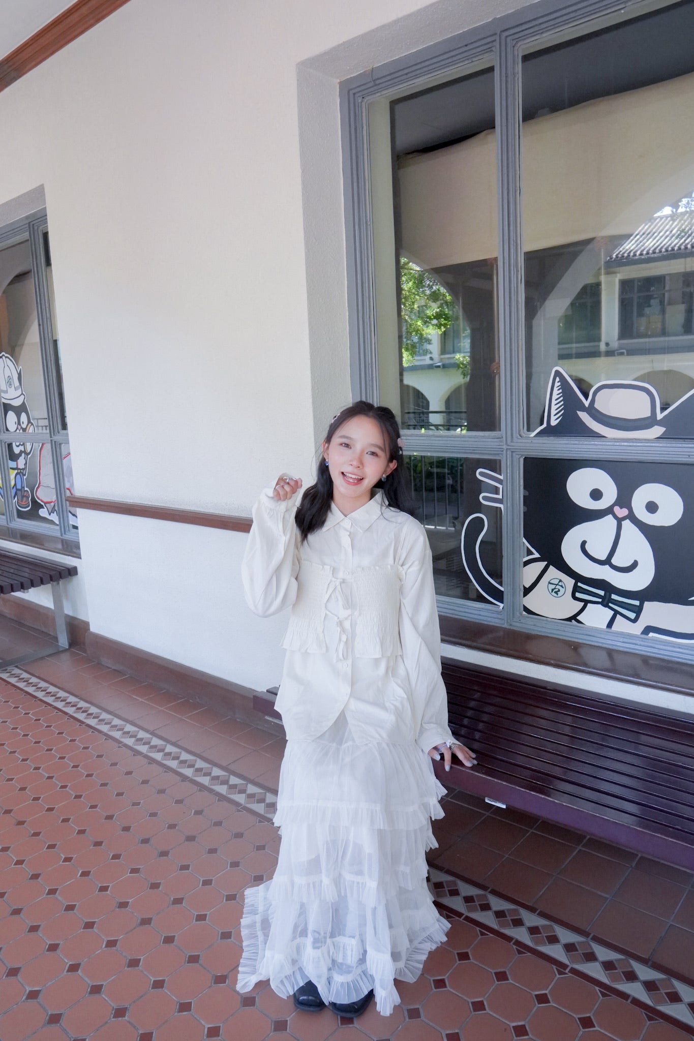 <現貨> 皺皺吊帶背心+長袖裇衫兩件套