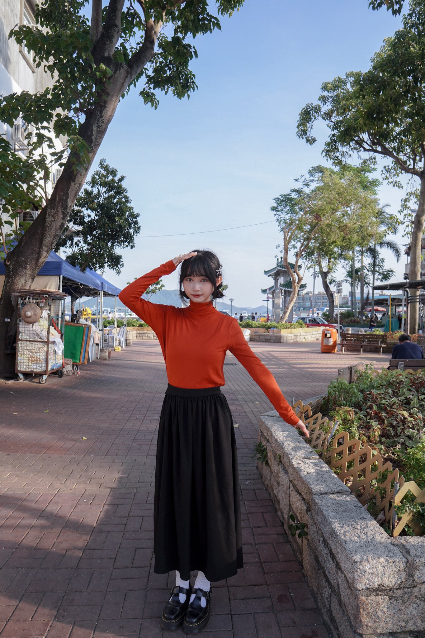 <現貨> 自家製 垂吊感A字小黑長裙