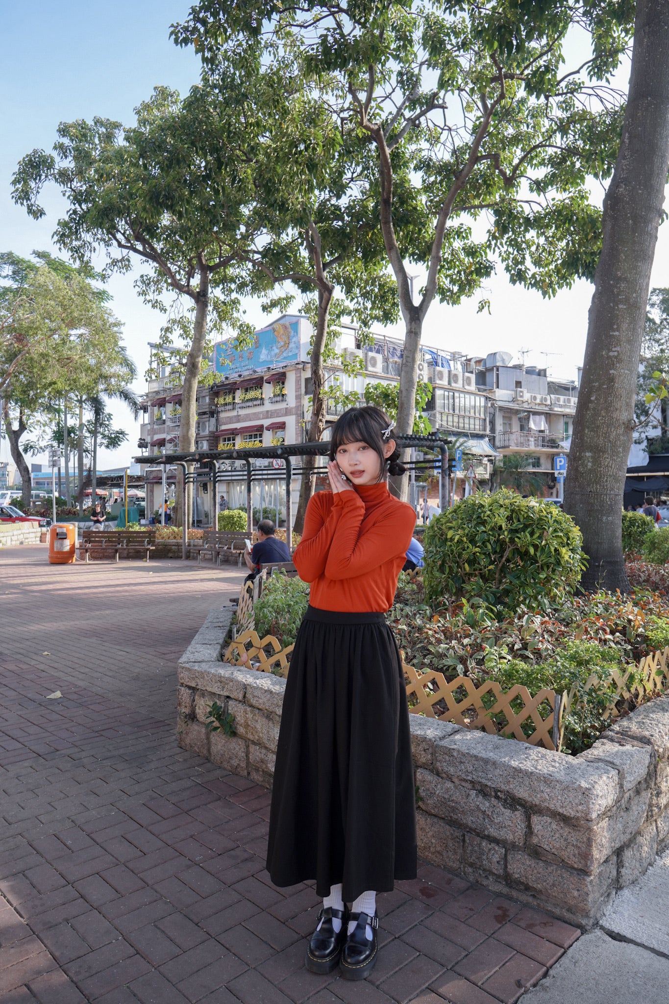 <現貨> 自家製 垂吊感A字小黑長裙