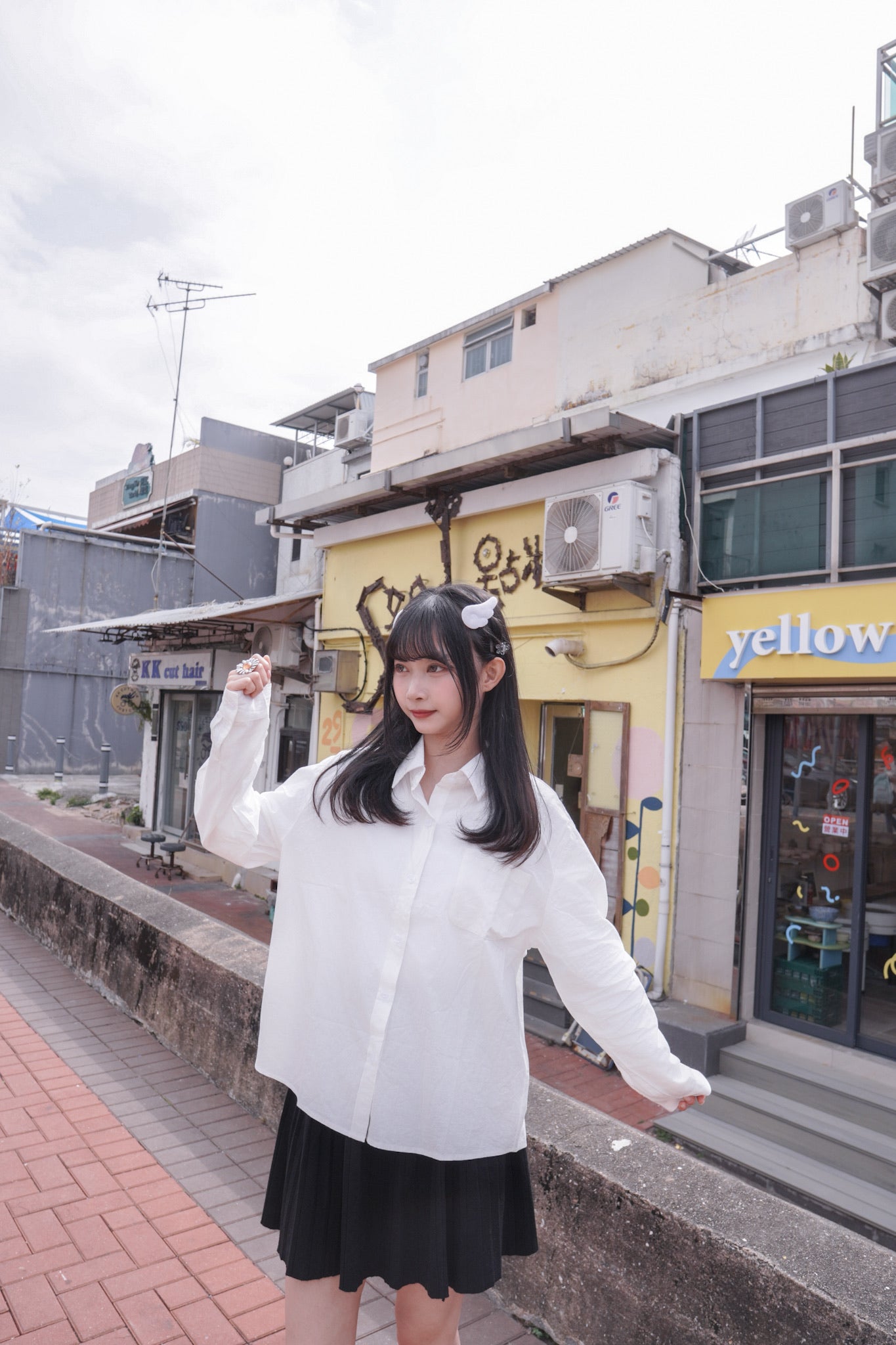 <現貨> 韓系全棉奶白長袖恤衫