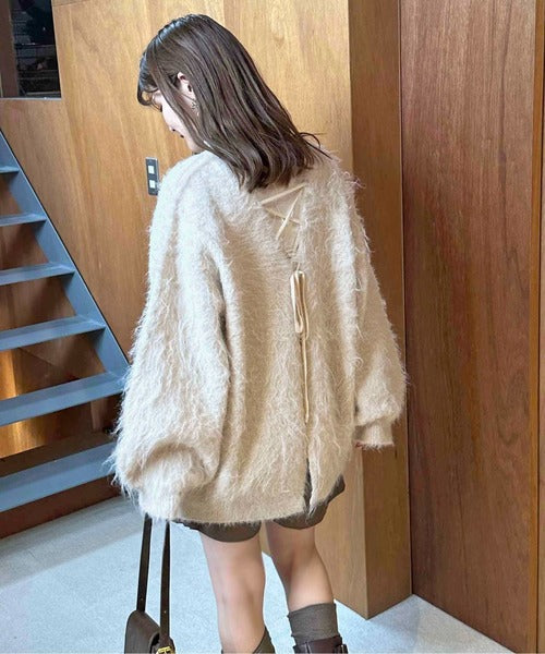 <預訂> 日本大人氣♡日牌 Apres Jour 2-Ways 毛茸茸繫帶針織開胸外套｜五色入