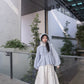 <現貨> comeback♡ ruffle邊小奶白拼接半身長裙