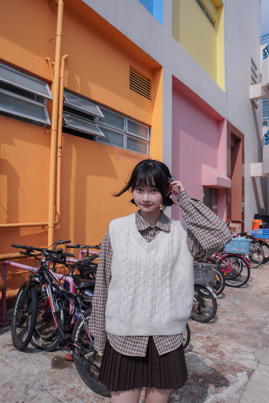 <現貨> 自家製 格仔開胸長袖Polo恤衫上衣｜兩色入