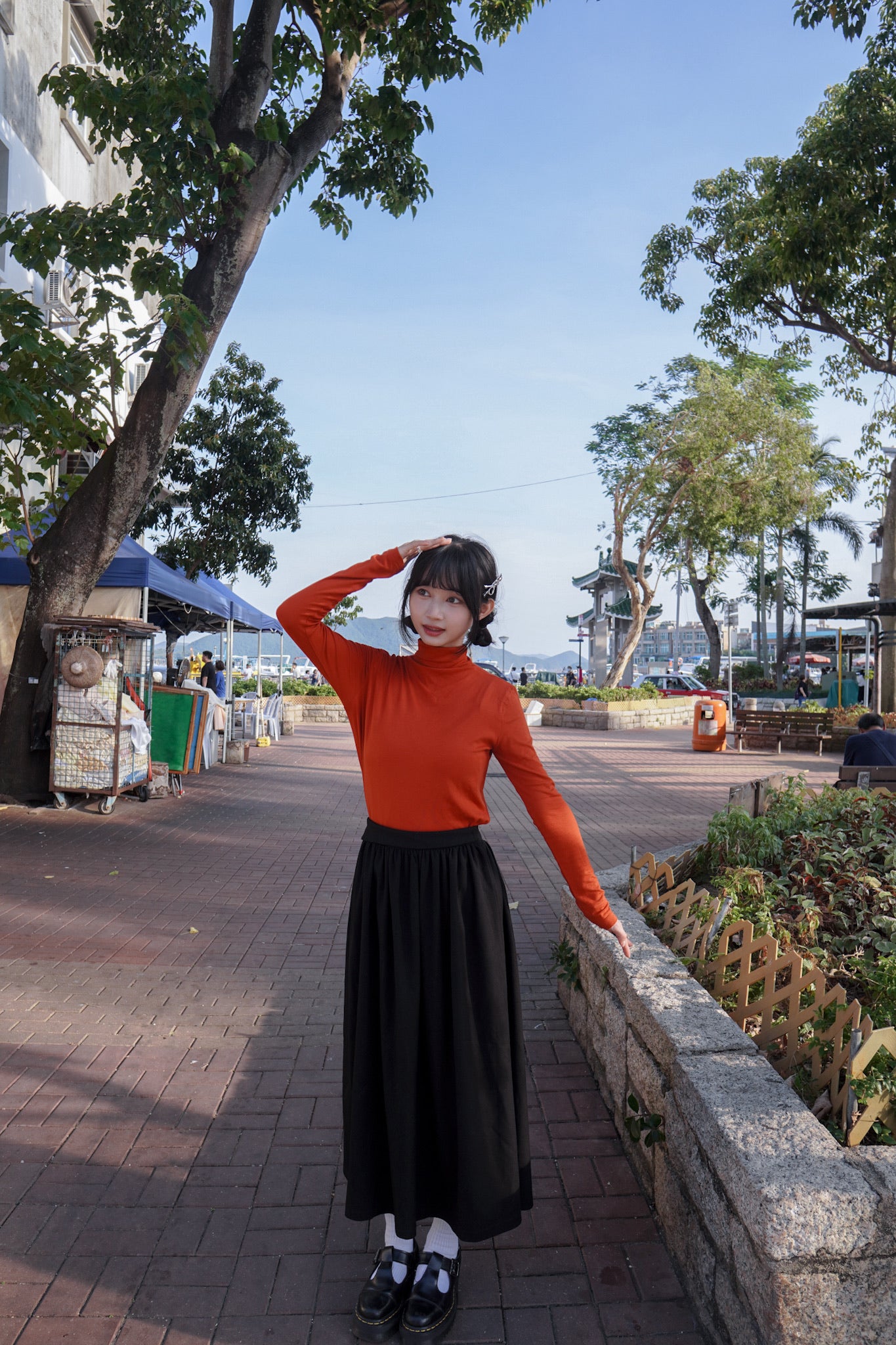 <現貨> 自家製 垂吊感A字小黑長裙