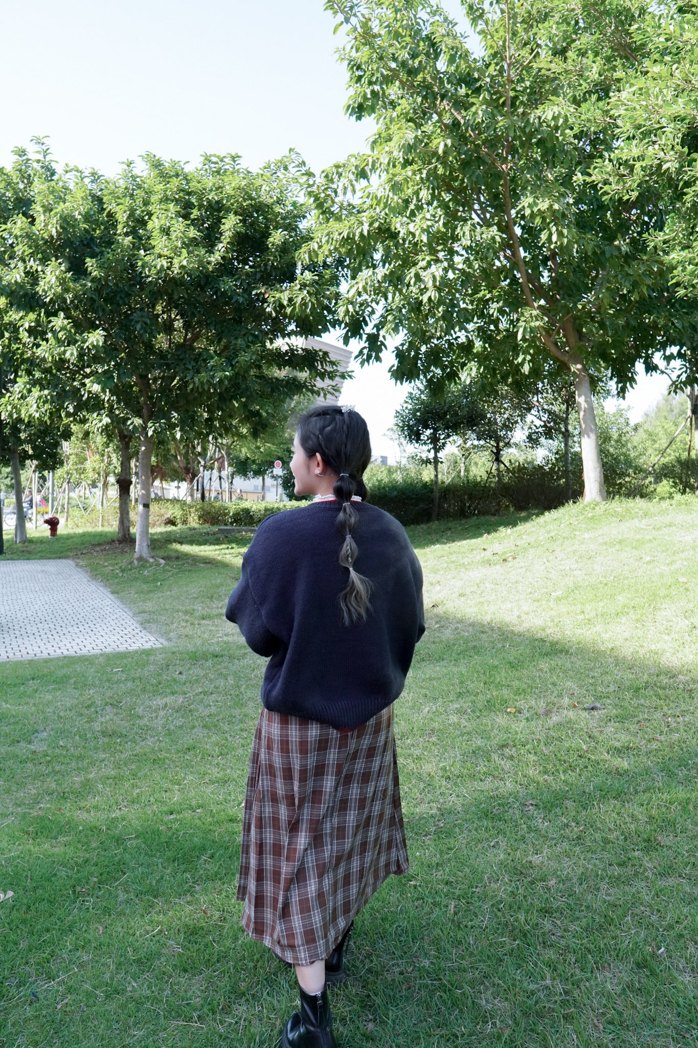 <預訂> 自家製 格紋高腰直筒半身長裙｜兩色入