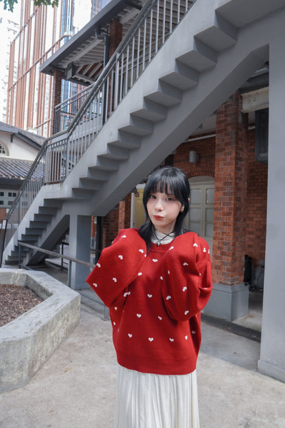 <現貨> 聖誕Party必入🎅🏻🌟心型印花提花針織長袖上衣