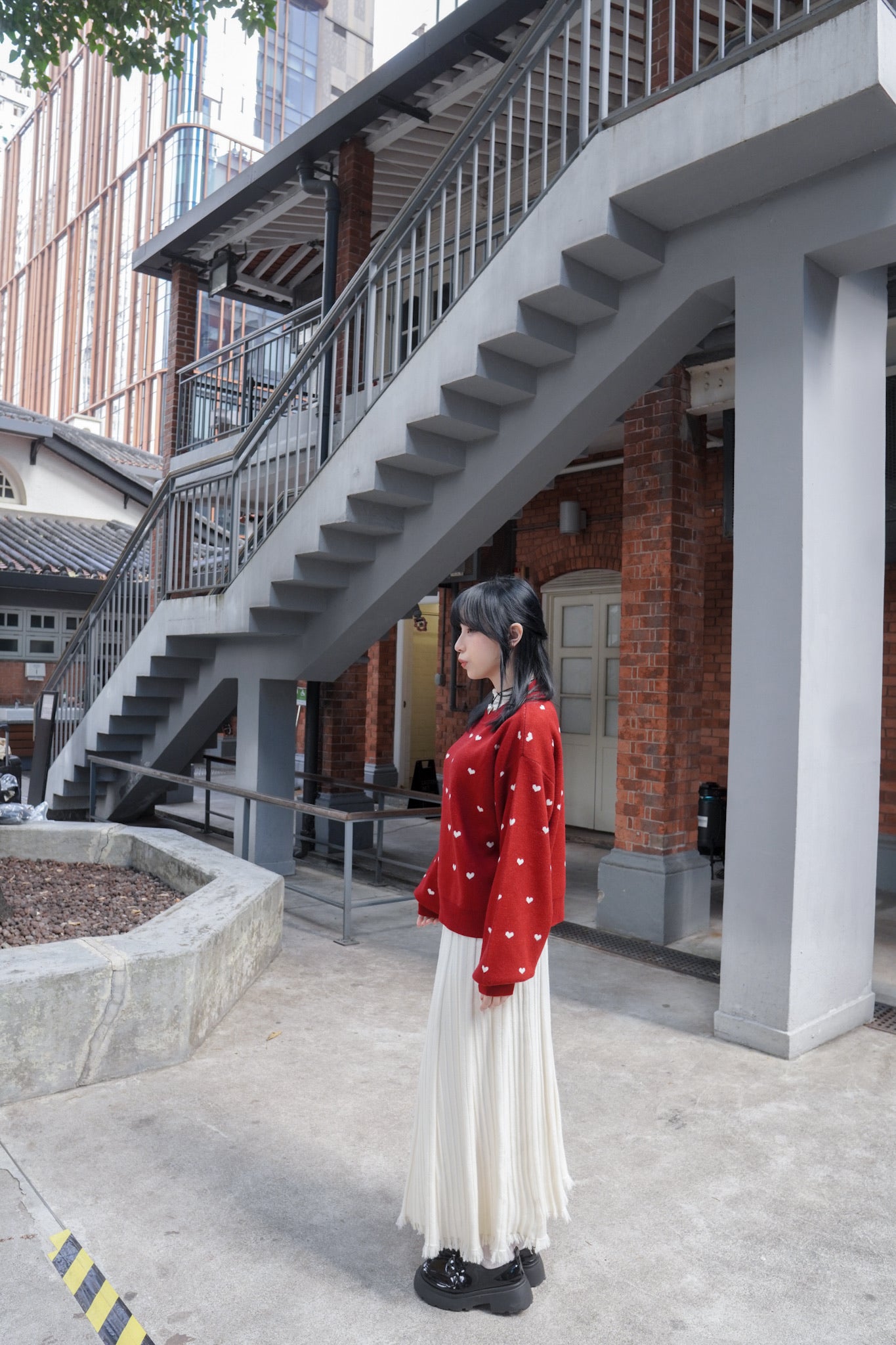 <現貨> 聖誕Party必入🎅🏻🌟心型印花提花針織長袖上衣