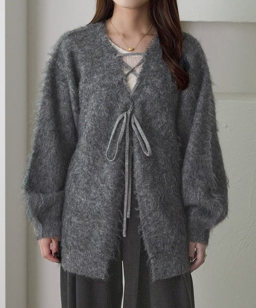 <預訂> 日本大人氣♡日牌 Apres Jour 2-Ways 毛茸茸繫帶針織開胸外套｜五色入