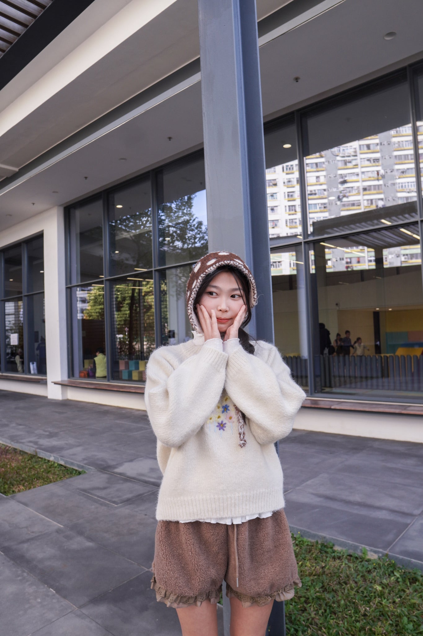 <現貨> 小熊高腰ruffle邊毛絨短褲