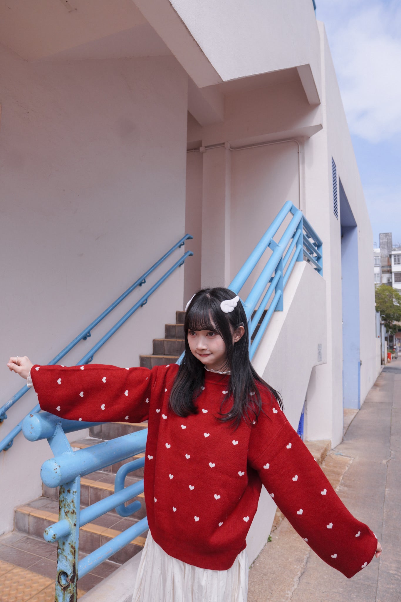 <現貨> 新年限定🧧🍊心型印花提花針織長袖上衣