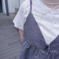 <預訂> 自家造貨 薄款小白Tee+v領格紋吊帶背心馬甲兩件套