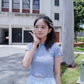 <現貨> 木耳邊直紋純棉短袖上衣｜兩色入