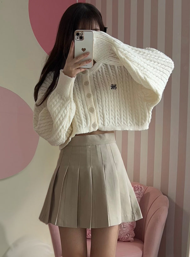 <預訂> JP 刺繡LOGO麻花針織短款開胸外套｜七色入