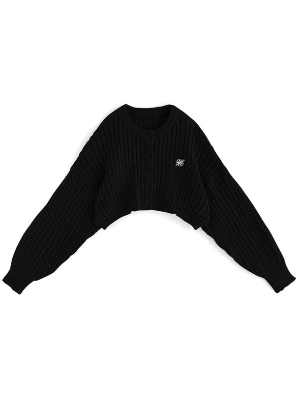 <預訂> JP 刺繡LOGO麻花針織短款開胸外套｜七色入