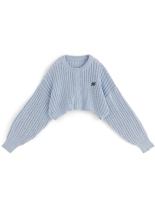 <預訂> JP 刺繡LOGO麻花針織短款開胸外套｜七色入