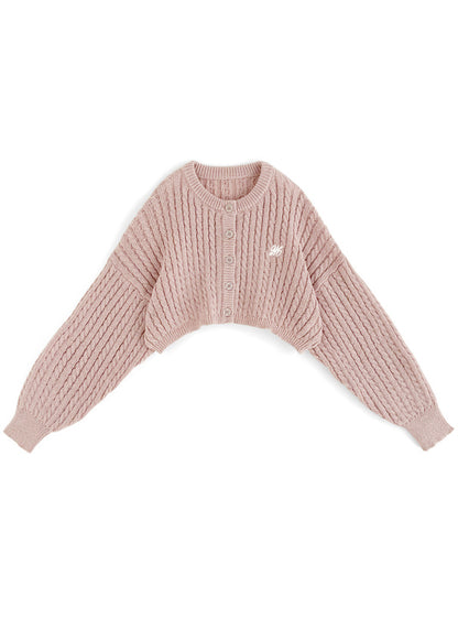 <預訂> JP 刺繡LOGO麻花針織短款開胸外套｜七色入