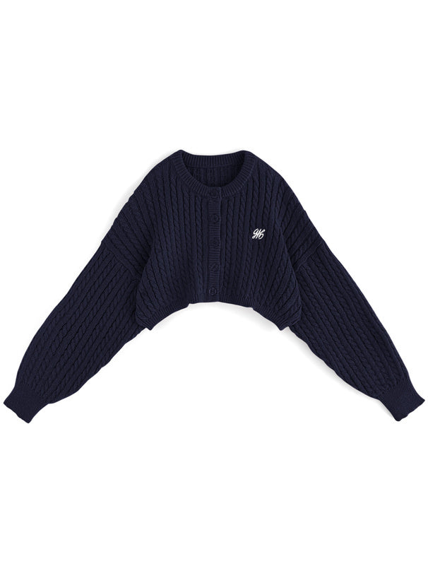 <預訂> JP 刺繡LOGO麻花針織短款開胸外套｜七色入