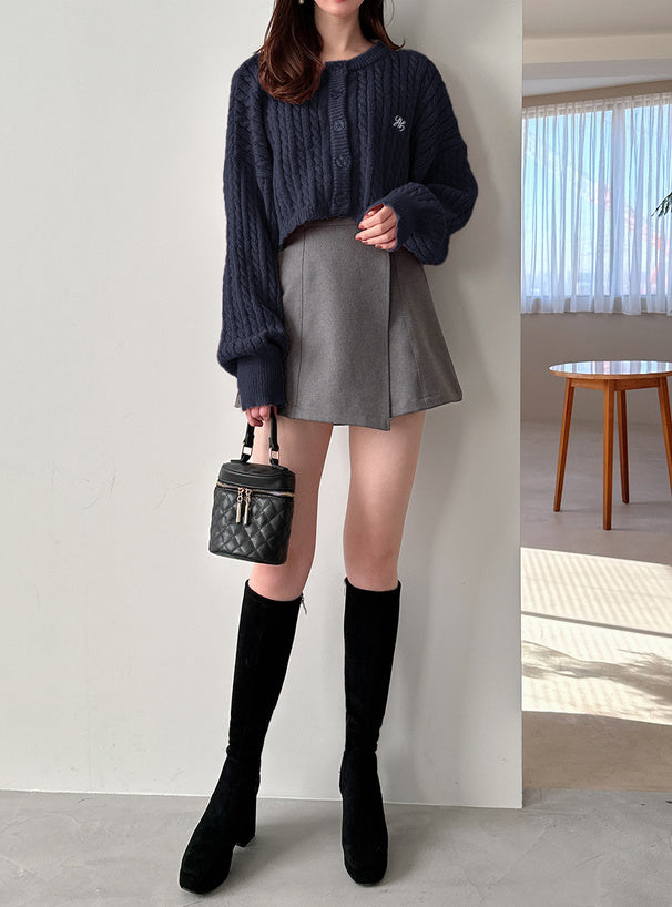 <預訂> JP 刺繡LOGO麻花針織短款開胸外套｜七色入