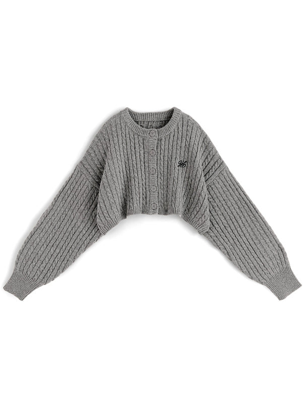 <預訂> JP 刺繡LOGO麻花針織短款開胸外套｜七色入