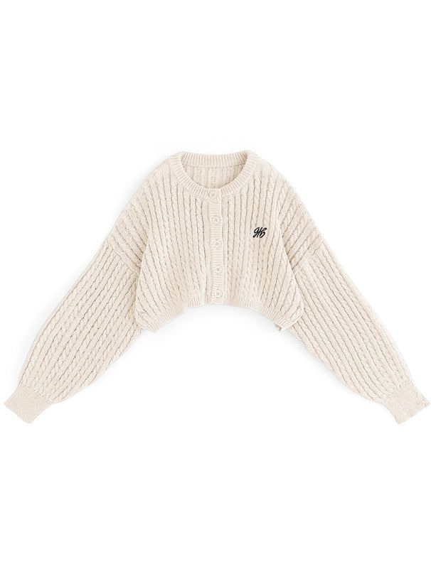 <預訂> JP 刺繡LOGO麻花針織短款開胸外套｜七色入