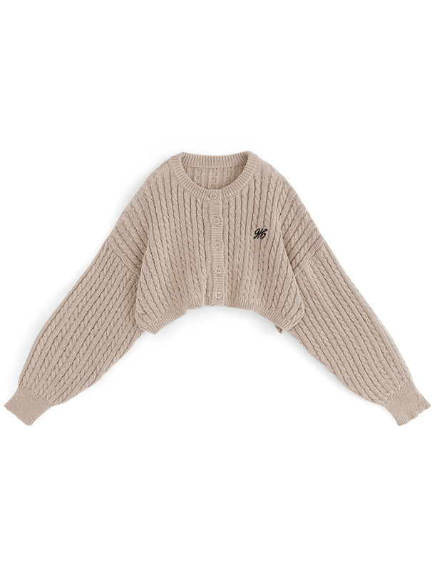 <預訂> JP 刺繡LOGO麻花針織短款開胸外套｜七色入