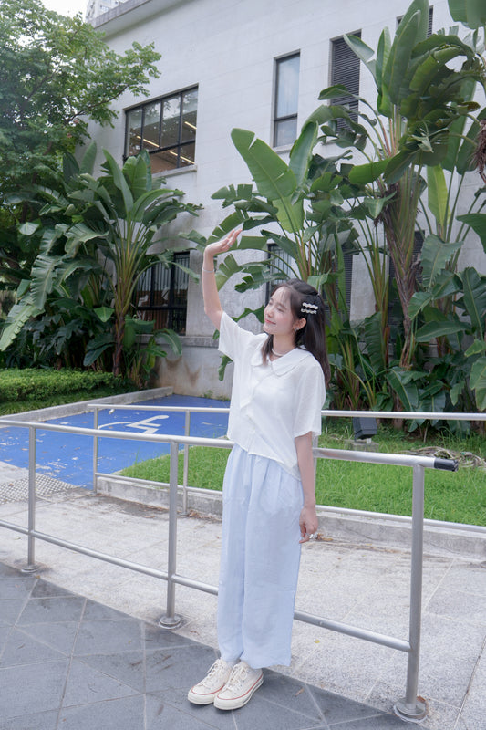 <現貨> 夏日專屬! 小奶白娃娃領短袖恤衫