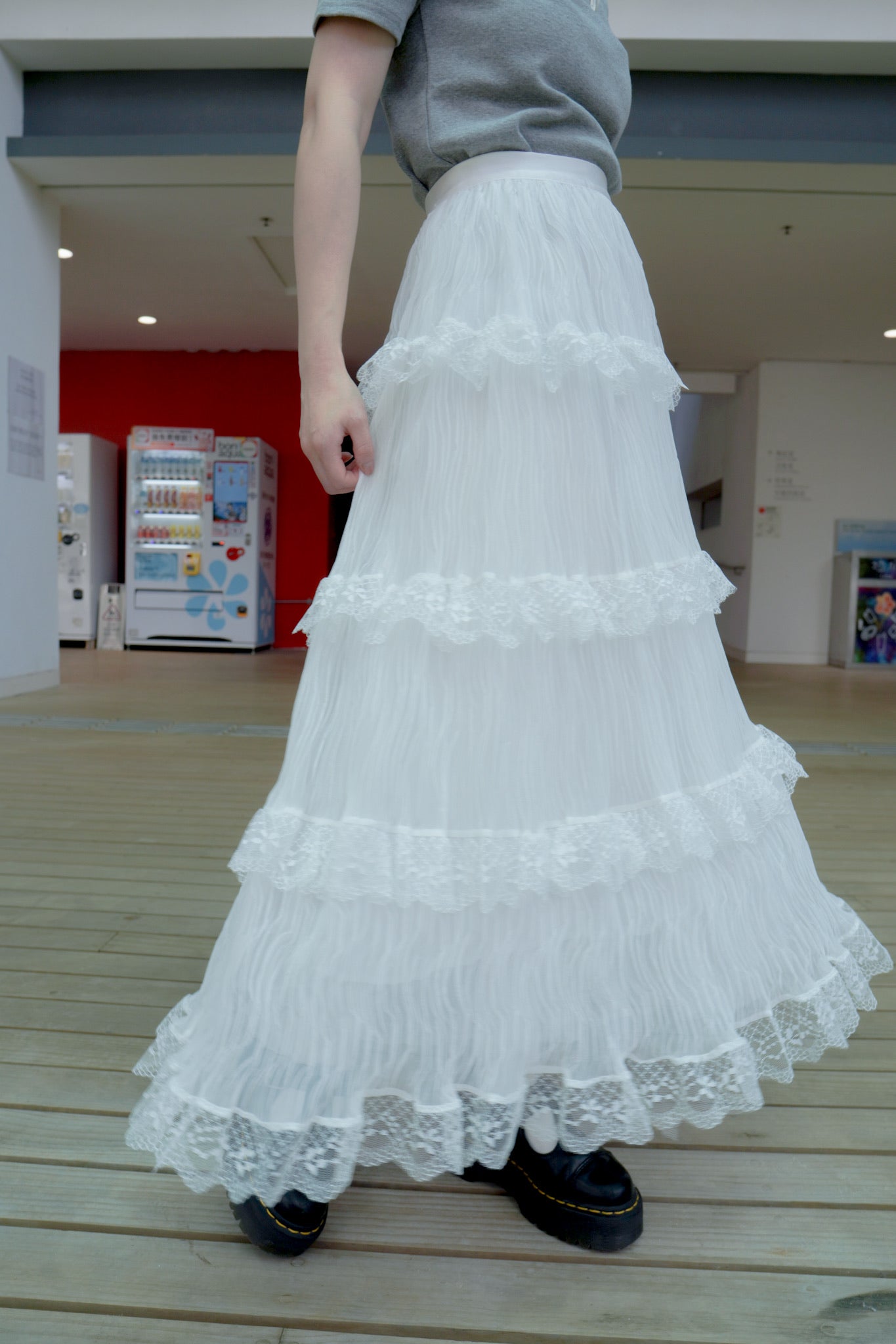 <預訂> 自家製 ruffle邊三層雪紡半身長裙