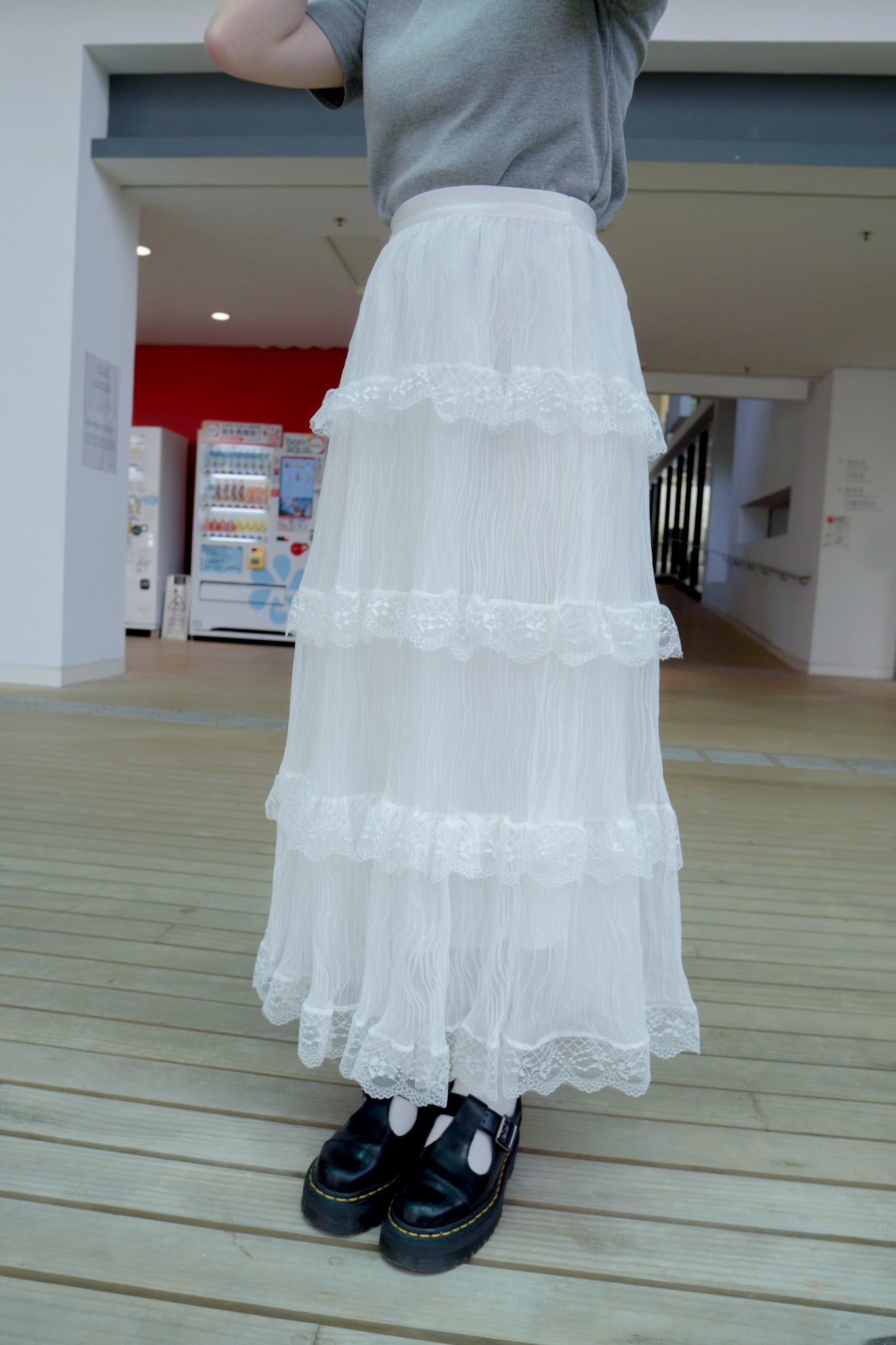 <預訂> 自家製 ruffle邊三層雪紡半身長裙