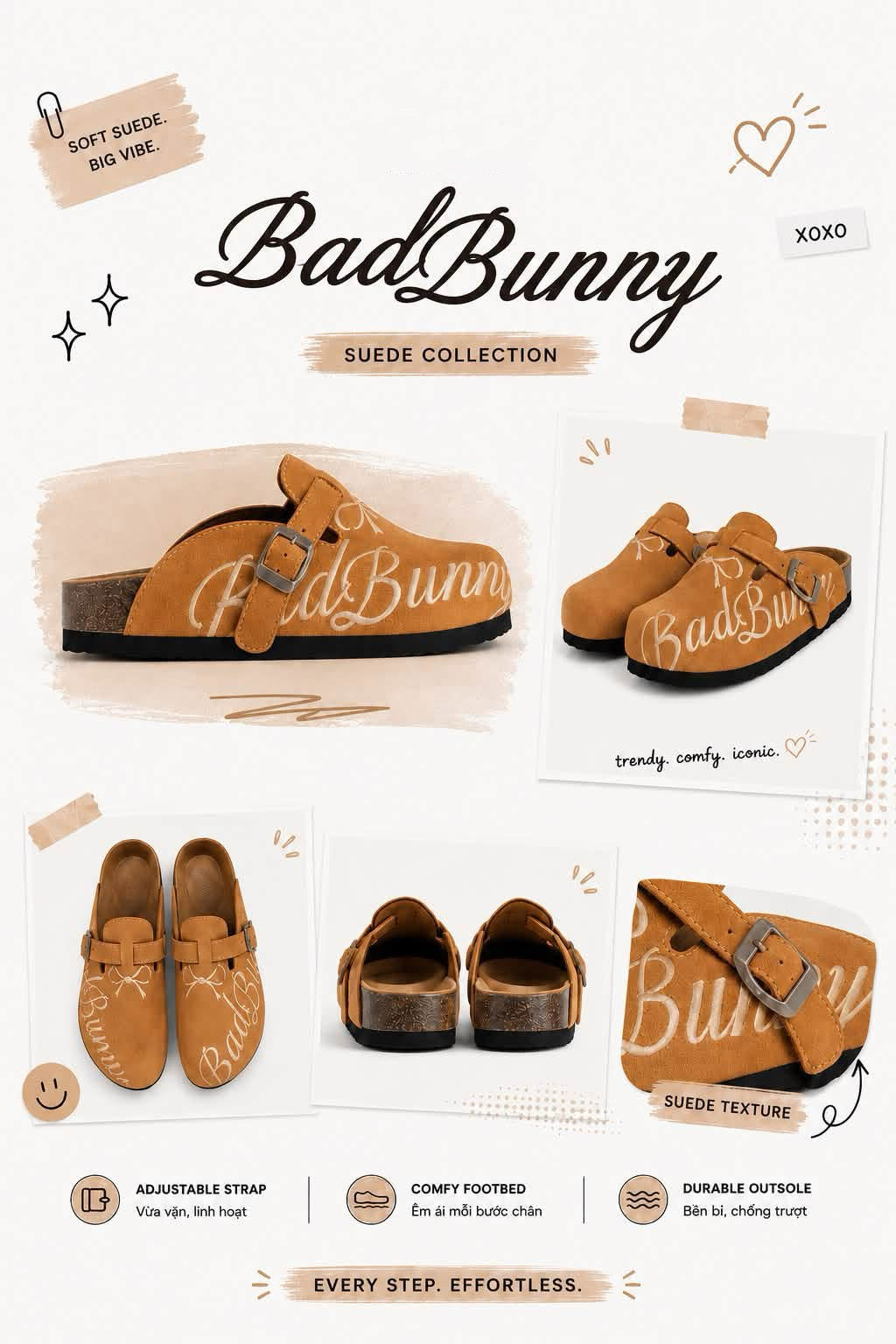<預訂> 越南小眾品牌🇻🇳 超人氣$2xx! Bad Bunny刺繡牛皮包頭Boston穆勒拖鞋 | 四款入