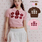 <預訂> 泰國小眾品牌🇹🇭 刺繡花花針織Crop Tee | 兩色入
