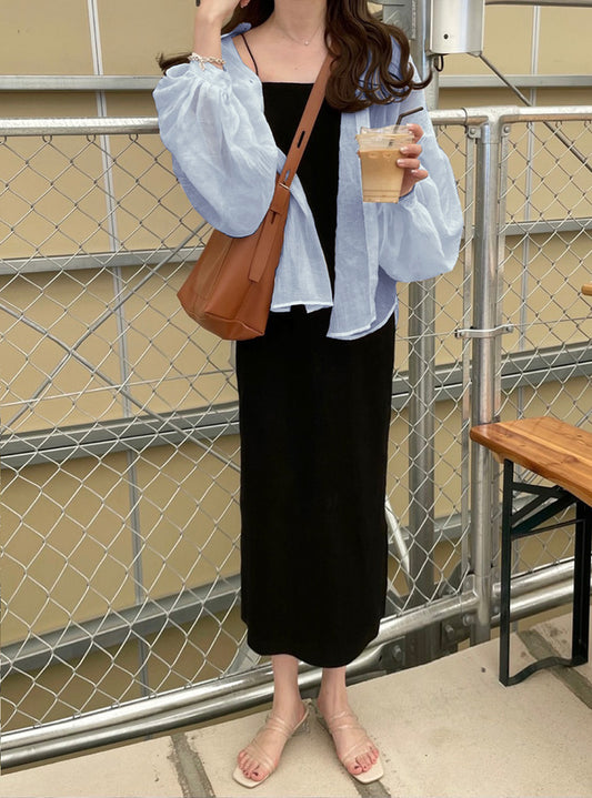 <預訂> JP 蝙蝠袖透明薄款夏日襯衫外套｜九色入