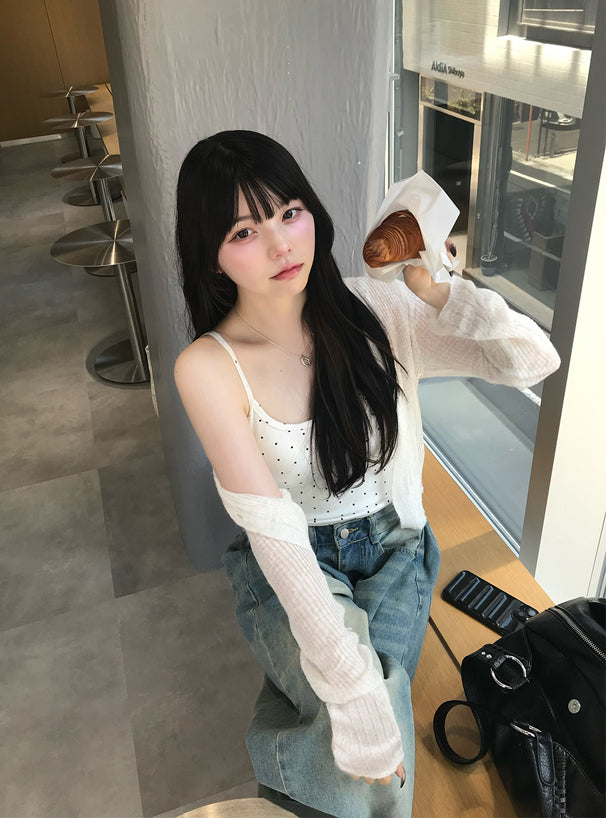 <預訂> JP 短版透明針織開胸外套 | 四色入