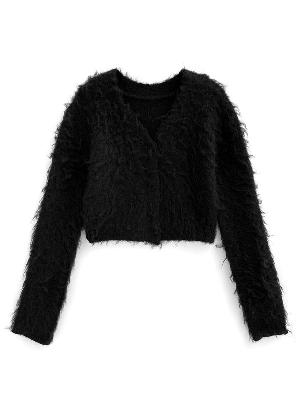 <預訂> JP ILLIT YUNAH同款🐰短版毛絨針織開胸外套｜六色入