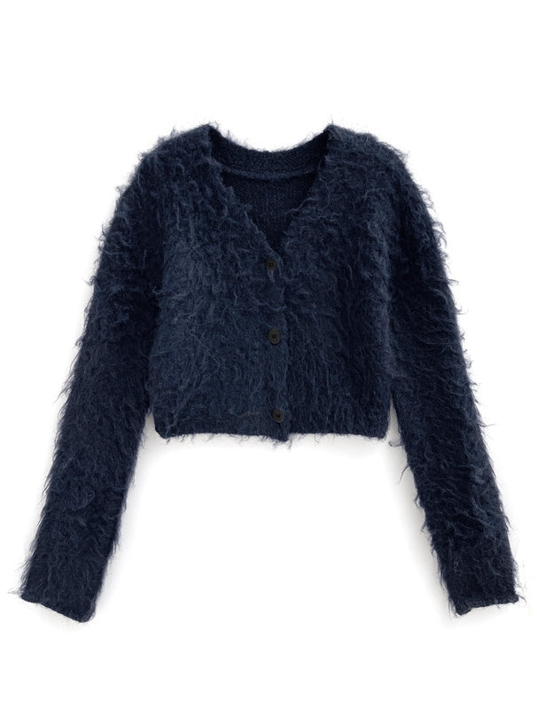 <預訂> JP ILLIT YUNAH同款🐰短版毛絨針織開胸外套｜六色入