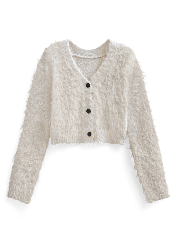 <預訂> JP ILLIT YUNAH同款🐰短版毛絨針織開胸外套｜六色入