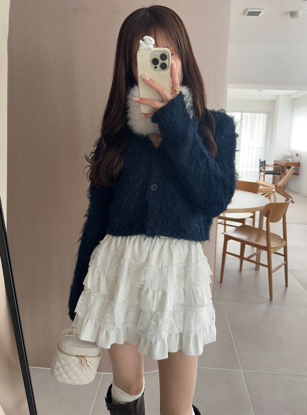 <預訂> JP ILLIT YUNAH同款🐰短版毛絨針織開胸外套｜六色入