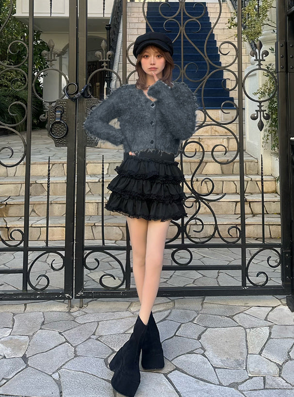 <預訂> JP ILLIT YUNAH同款🐰短版毛絨針織開胸外套｜六色入