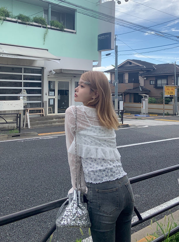 <預訂> JP 荷葉邊蝴蝶結蕾絲短外套｜四色入