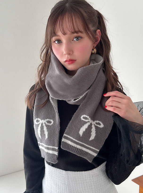 <預訂> 雙面針織蝴蝶結頸巾｜兩色入