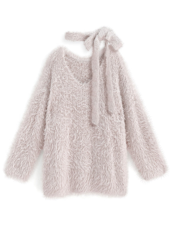 <預訂> 羽毛針織上衣+頸帶兩件套裝｜兩色入